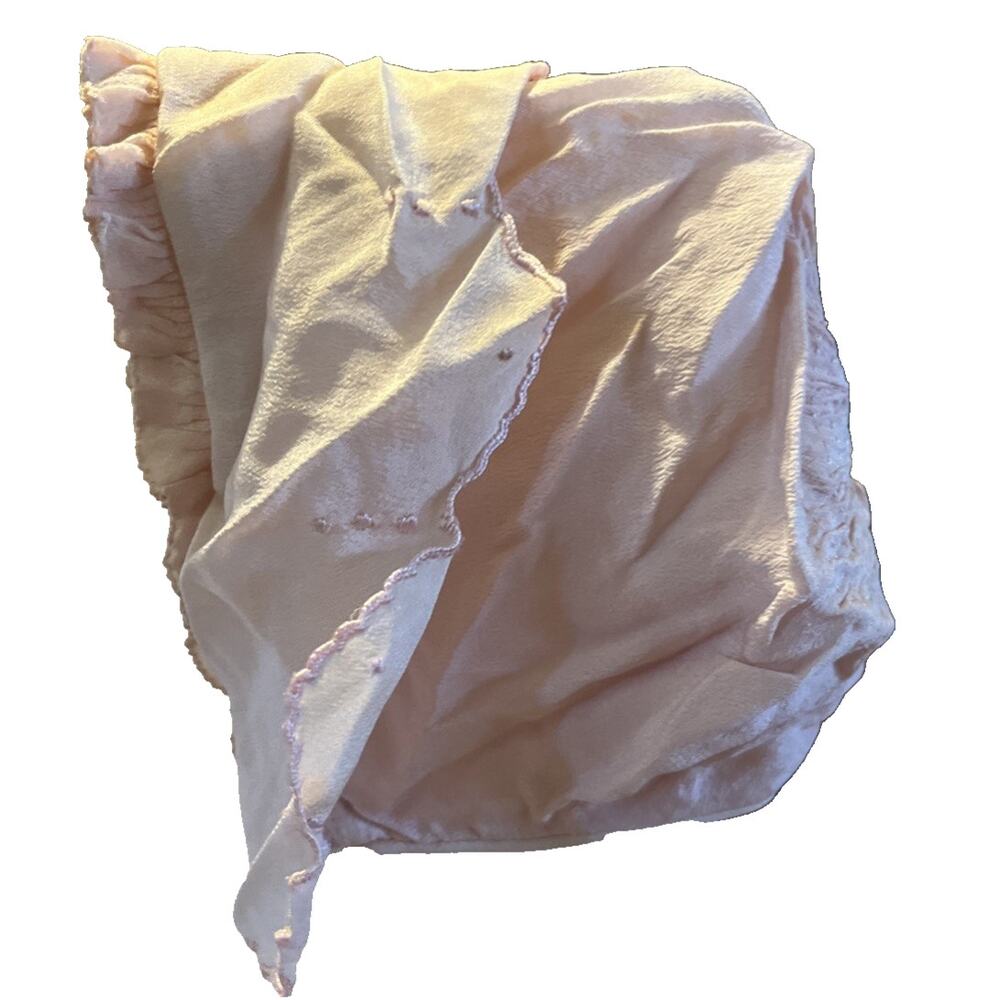 Ivory Ruffle & Satin w/Ribbon, Lined, Baby Bonnet Hat Antique or Vintage